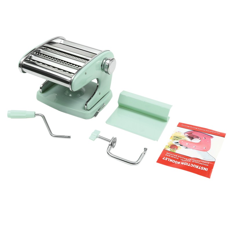 Green Manual Pasta Maker Machine W/ Adjustable Thickness Noodle Roller& Cutter gallery