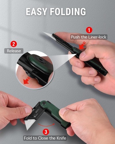 WORKPRO Folding Utility Knife with 10 Extra SK5 Blades EDC Razor Sharp Knife USA gallery