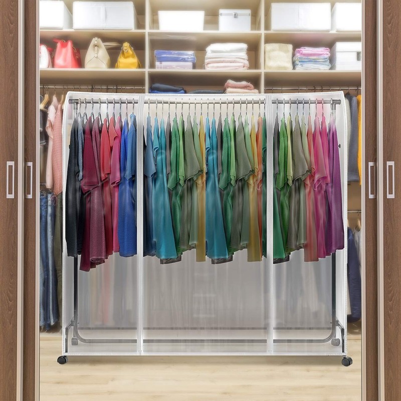 Sorbus 6ft Garment Rack Cover - 2 Pack, Transparent, Dustproof, Waterproof gallery
