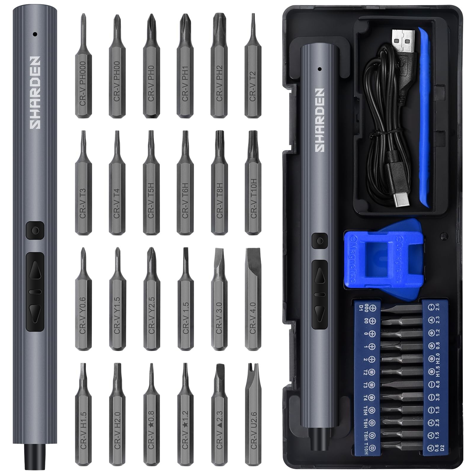 SHARDEN Mini Electric Screwdriver, 29 in 1 Small Screw Driver Blue gallery