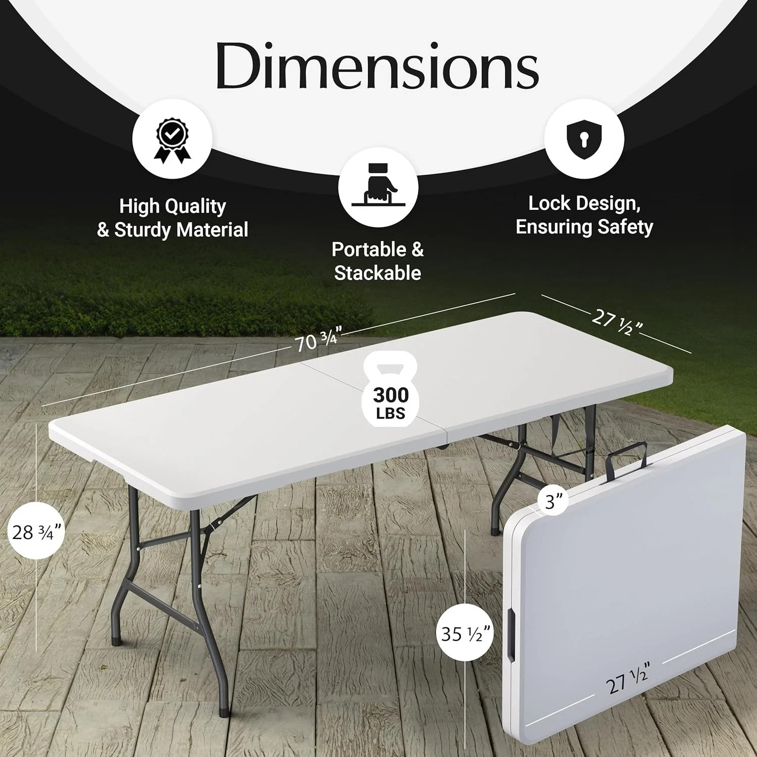 Used 6-Ft Plastic Folding Table - Ideal for Indoor/Outdoor Dining & Party Use gallery