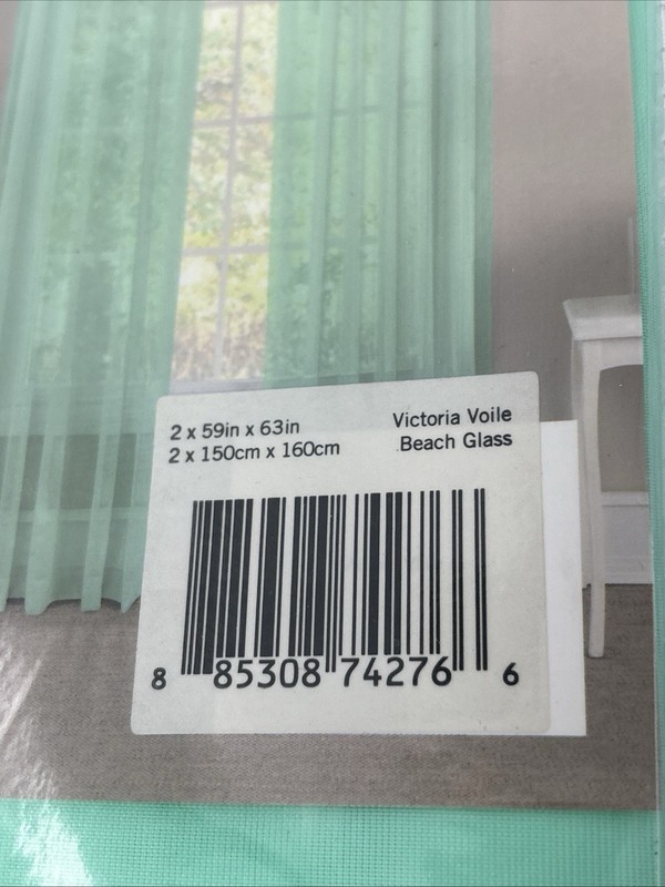 Rod Pocket Victoria Sheer Window Panels Curtains Beach Glass 59in X63in (2) gallery