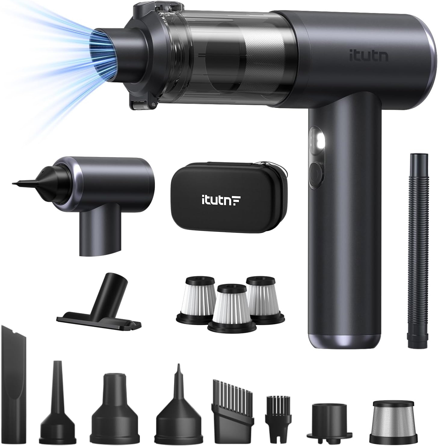 Portable Cordless Mini Car Vacuum 20000PA Suction with LED Light & Dual Filter gallery