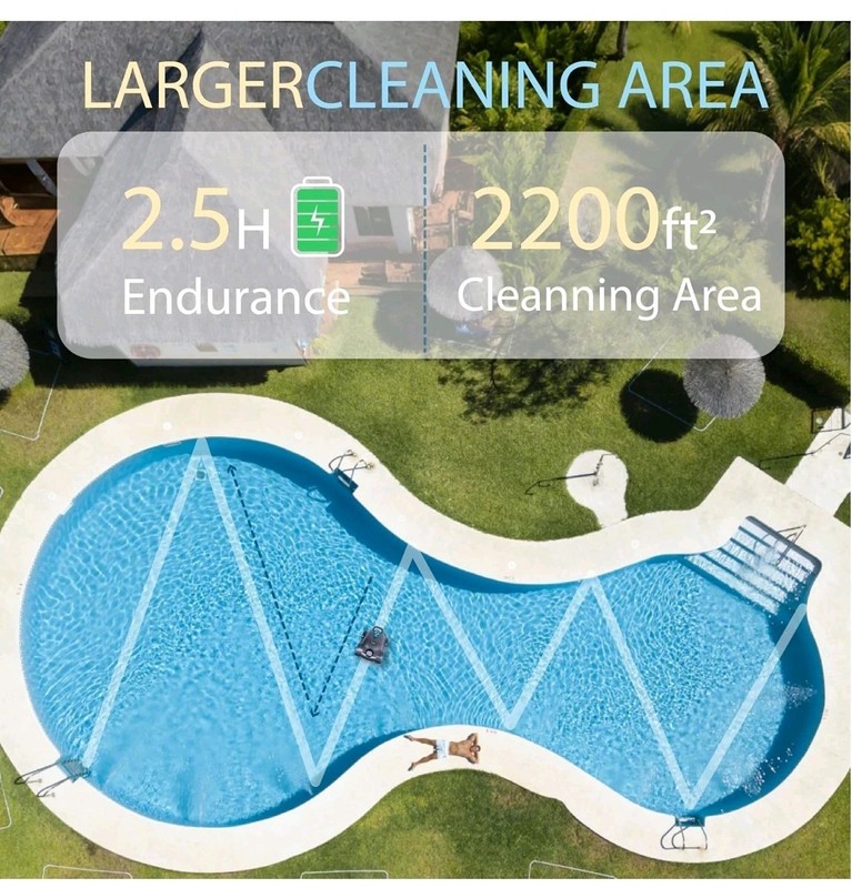 Cordless Robotic Pool Cleaner,Automatic Pool Vacuum Robot up to 2153 sq ft Pink gallery