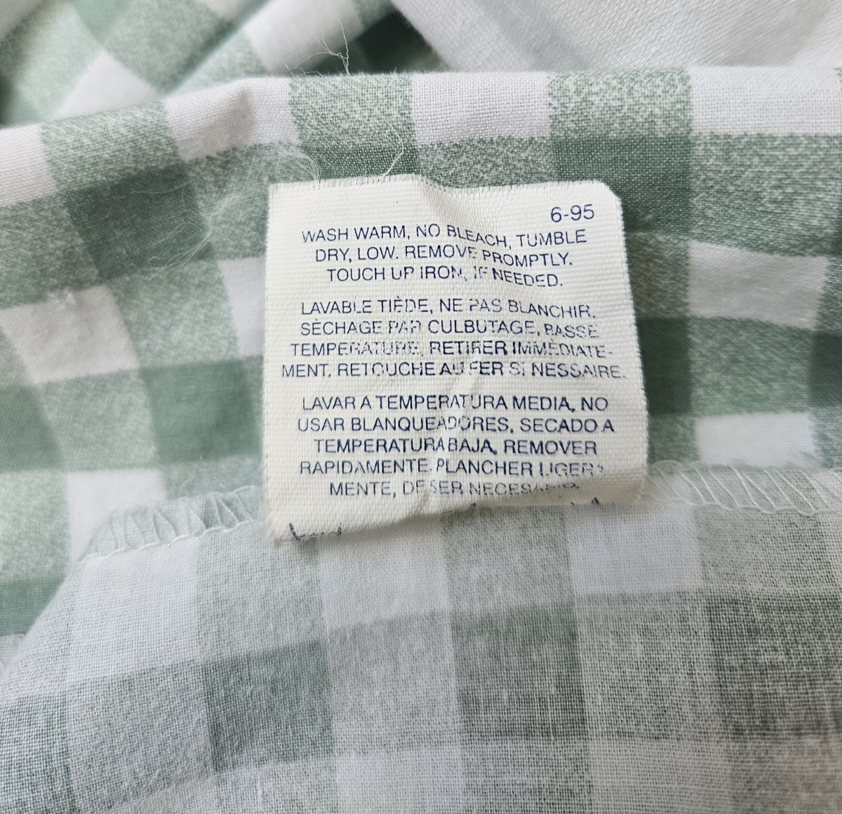 Green Gingham Check Dust Ruffle Bed Skirt Wamsutta KING 14" Drop Cottage USA gallery