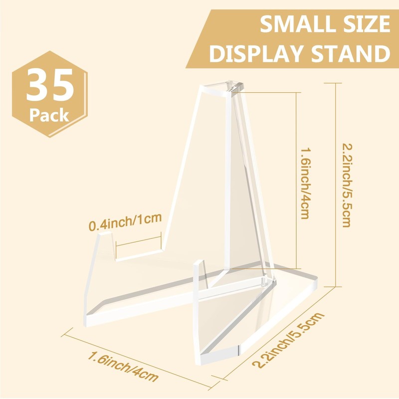 35 Pack Clear Acrylic Card Stand Mini Easel Trading Card Display Holders gallery