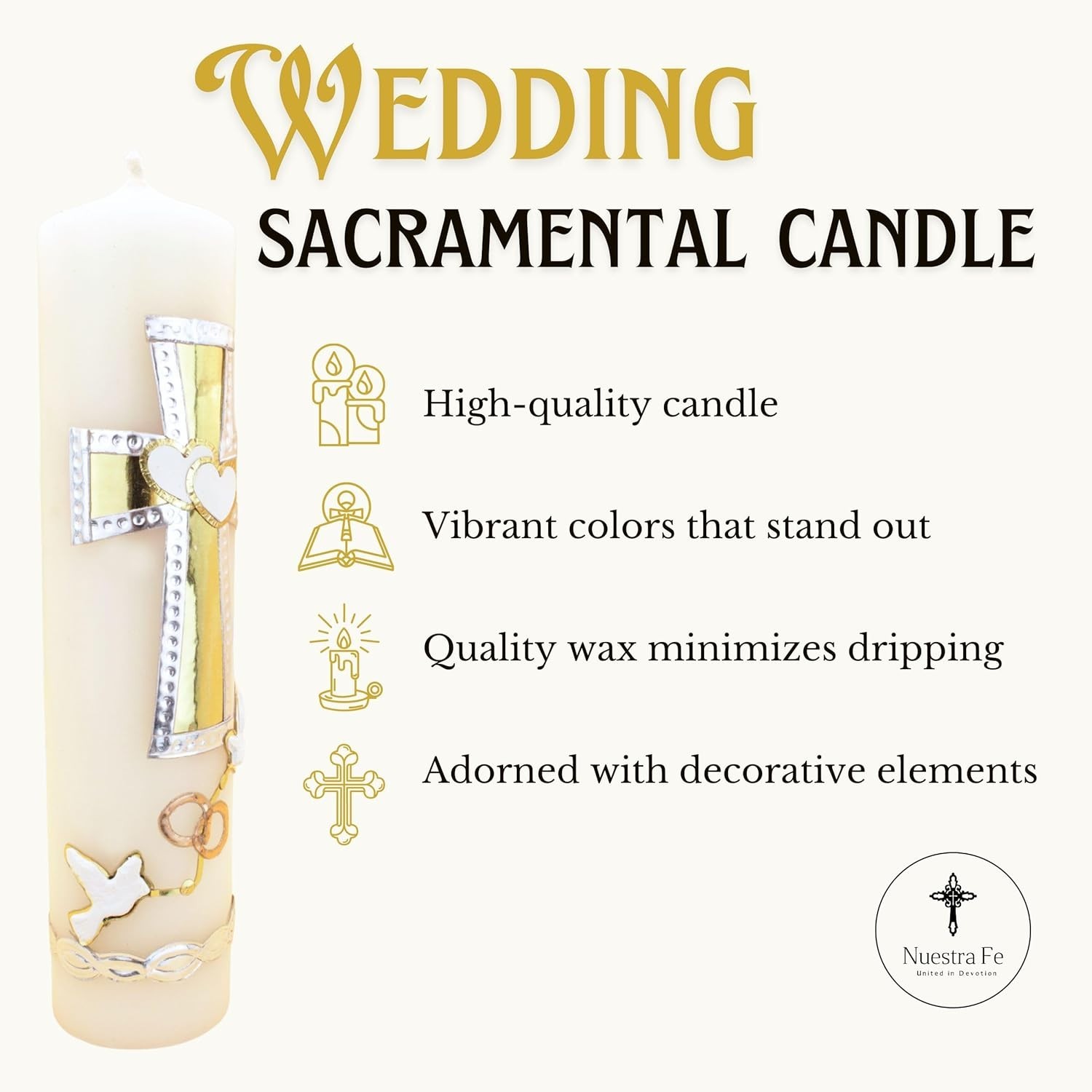Authenthic Unity Candles for Wedding Ceremony Set Made by Mexican Artisans gallery
