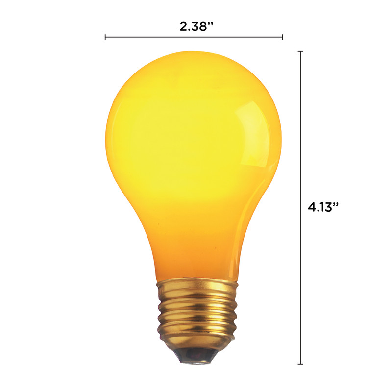 4 Pack CERAMIC SOLID YELLOW BULBS A19 25W 120V Medium E26 Base 25A19 Dimmable gallery