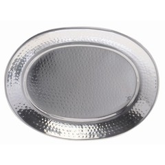 HUBERT® Serving Tray with Hammered Stainless Steel Finish Oval – 13″ L x 9″ W x