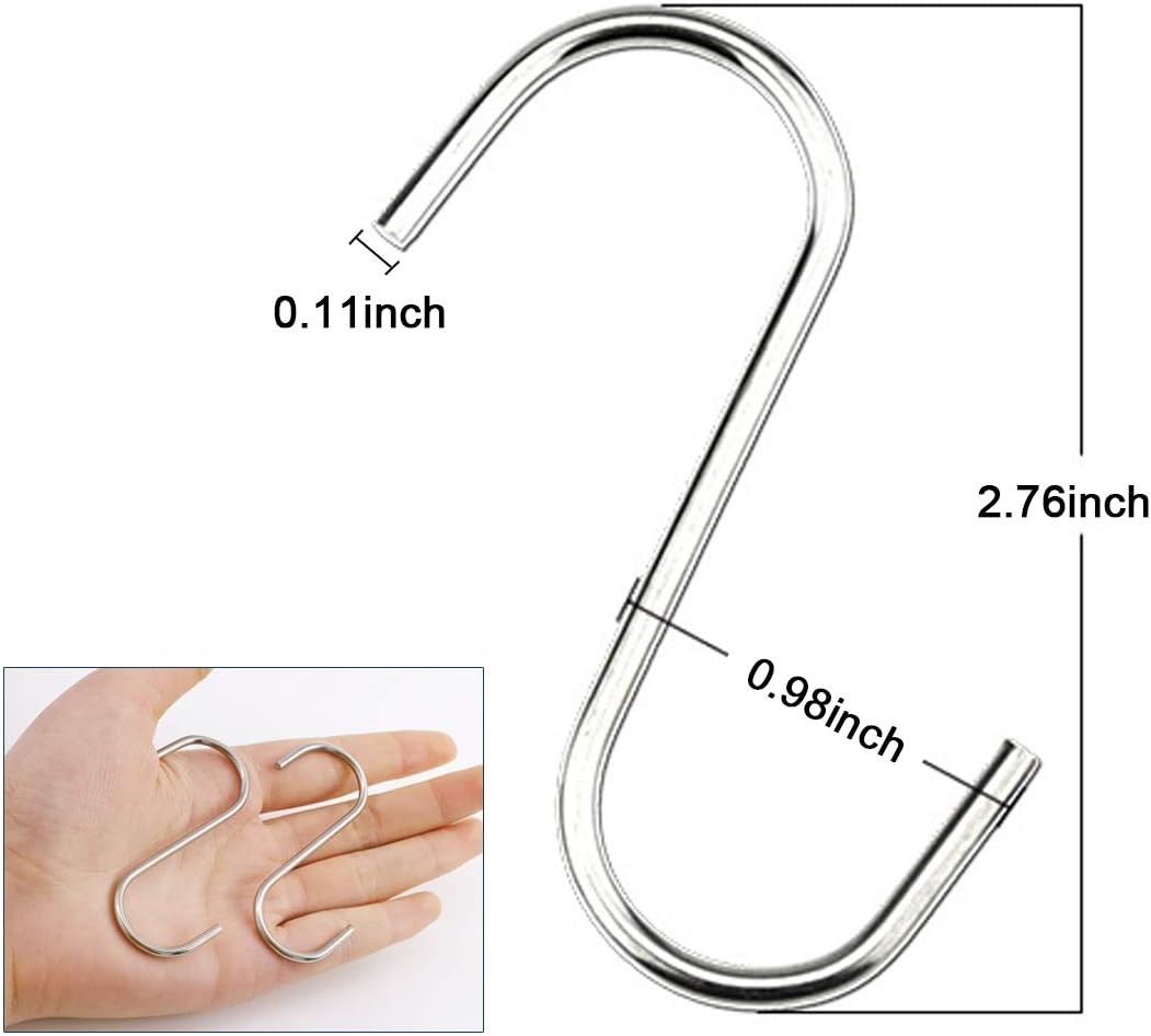40 Pack S Hooks - Stainless Steel Heavy Duty S Hooks for Hanging pots, Pans gallery