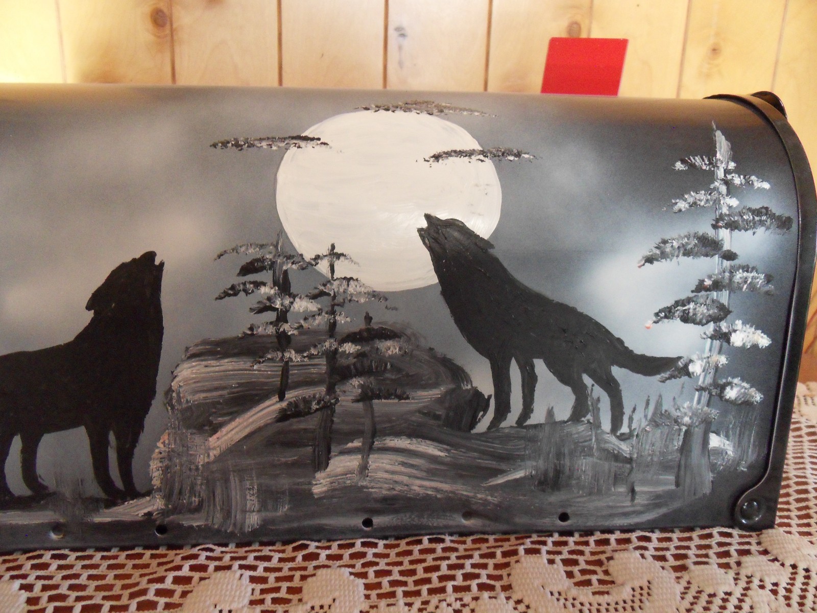 wolf wolves hand painted Mailbox USPS standard size gallery