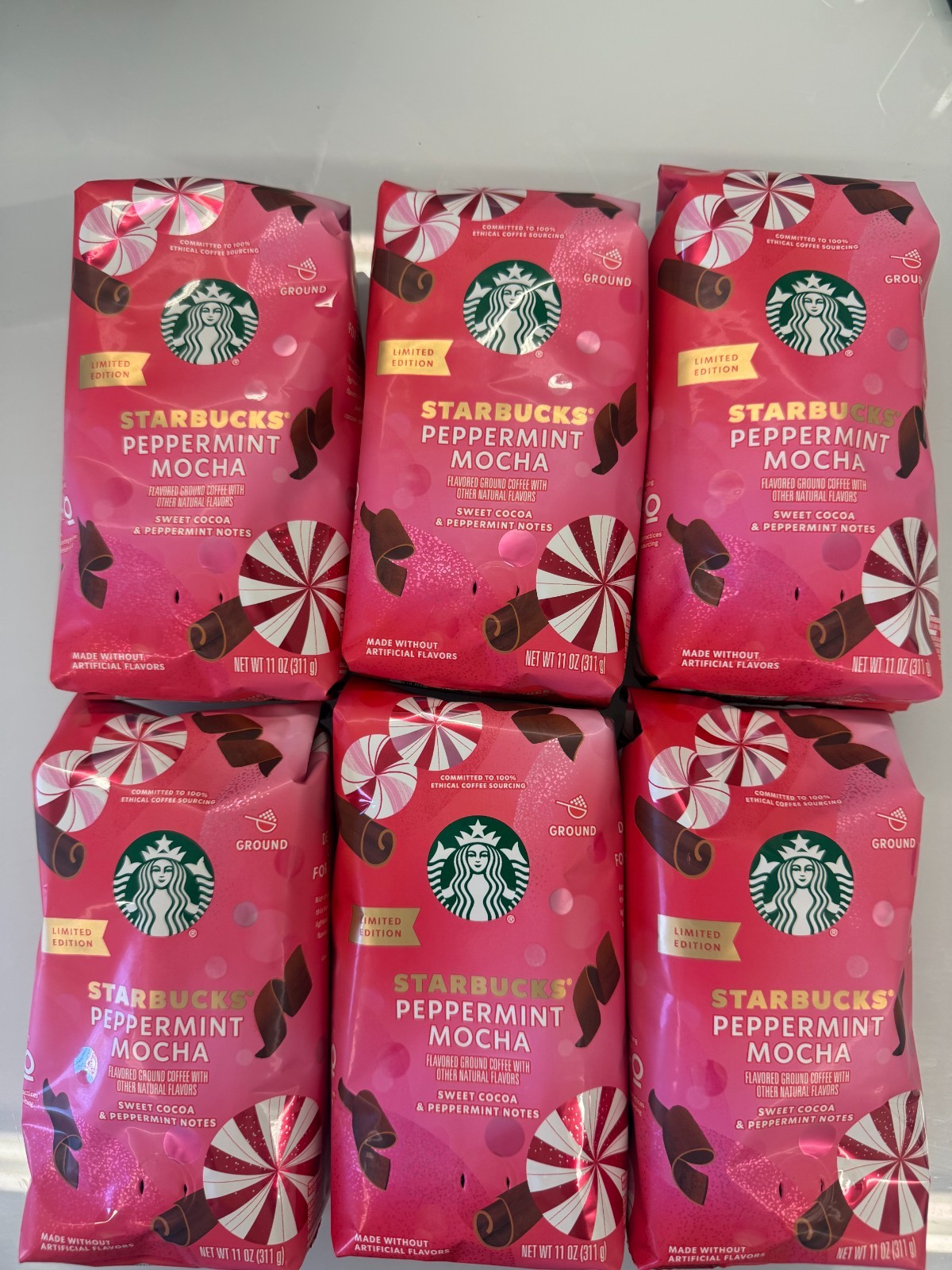 Starbucks Peppermint Mocha Ground Coffee 11oz 6 Bags Holiday CHECK BB DATE gallery