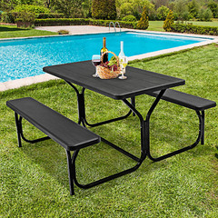 Picnic Table Bench Set Outdoor Backyard Iron Patio Garden Party Dining All Weath