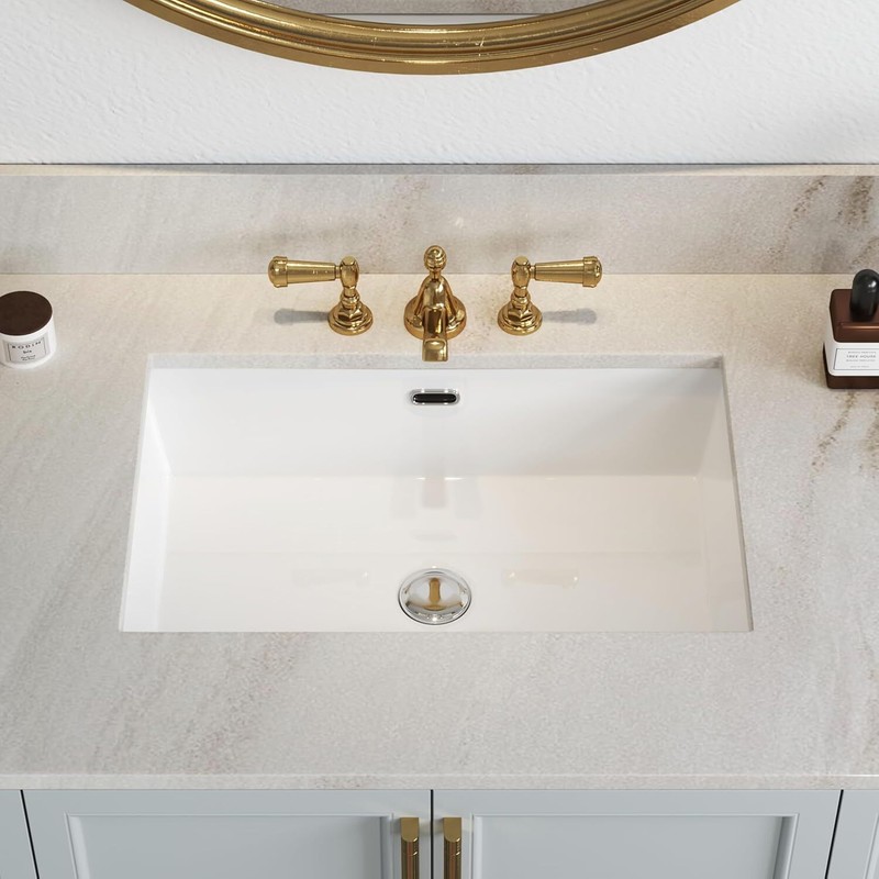 24'' Rectrangle Undermount Vitreous Ceramic Lavatory Vanity Bathroom Sink White gallery