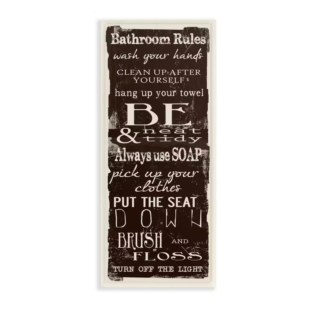 7 In. X 17 In. "Bathroom Rules Chocolate White" by Taylor Greene Printed Wood Wa gallery