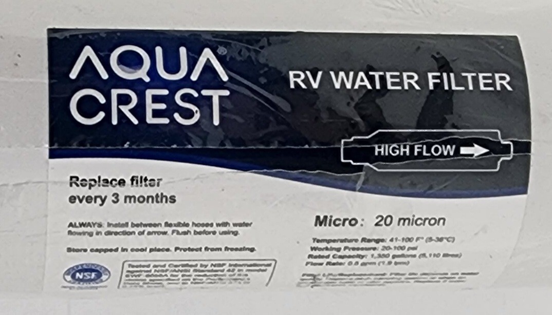 AQUACREST 20 Micron Inline Water Filter for RVs and Marines Drinking & Washing gallery