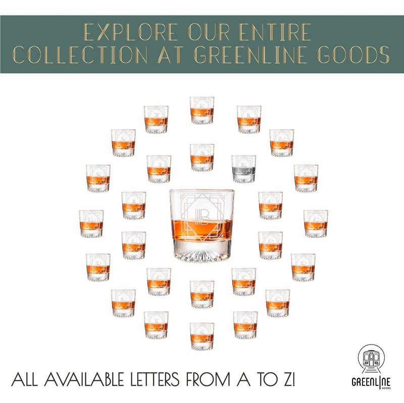 Greenline Goods - Monogram Art Deco Etched Letter B Whiskey Whiskey, Clear gallery