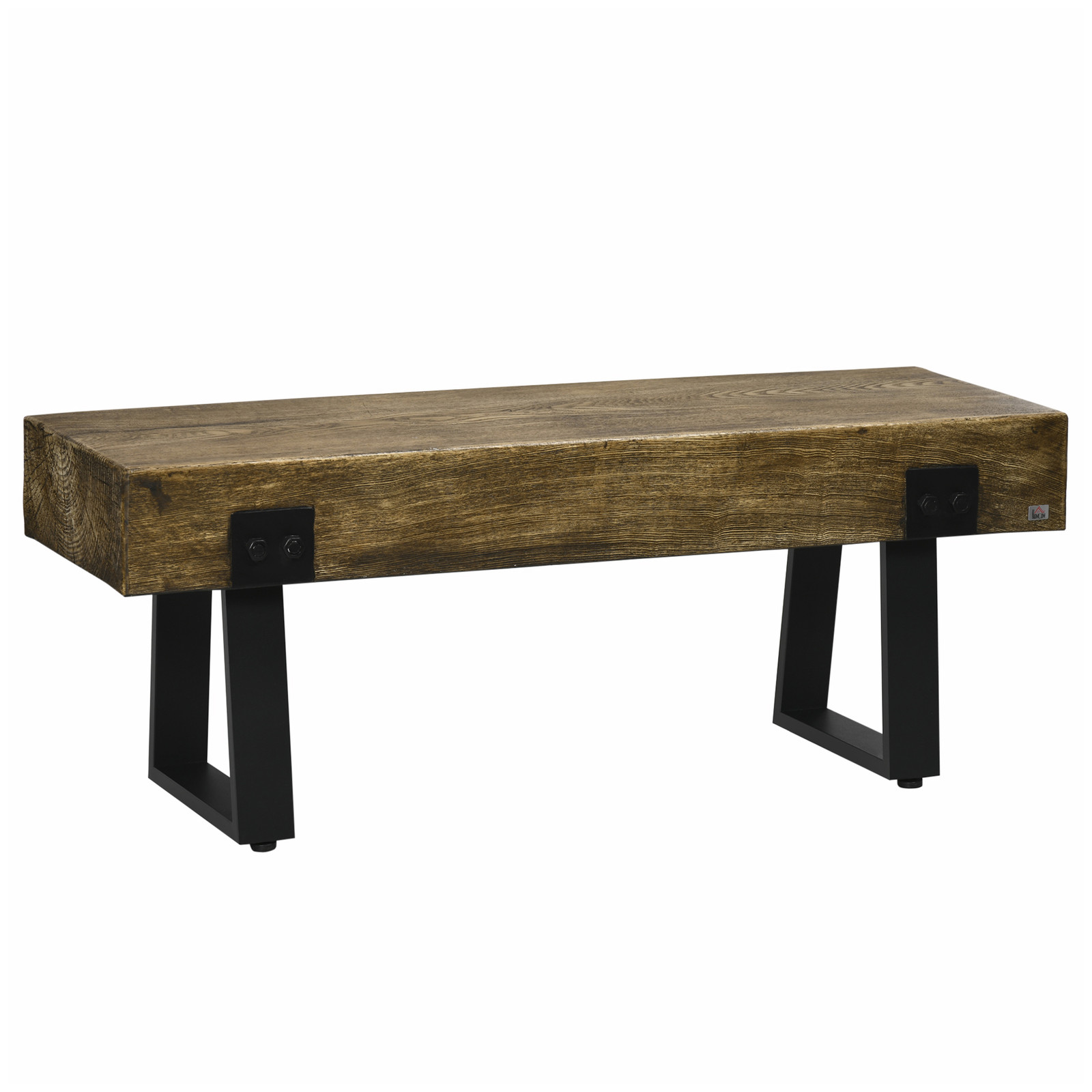Garden Bench with Metal Legs, Rustic Wood Effect Concrete Dining Bench, Natural gallery