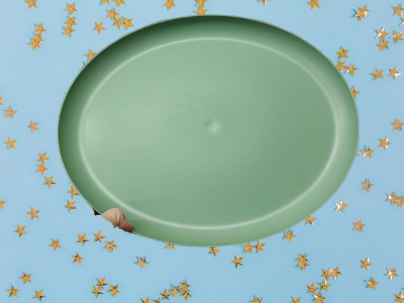 6 PACK Room Essentials Large (12 x 15 in)  Oval Serving Plastic Platter Green gallery