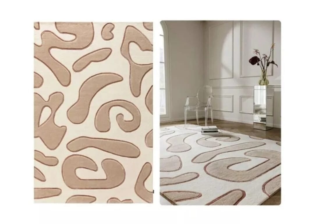 Mordan Style Hand Tufted Loop Cut Pile High Qquality Area Rug New Zealand Wool gallery