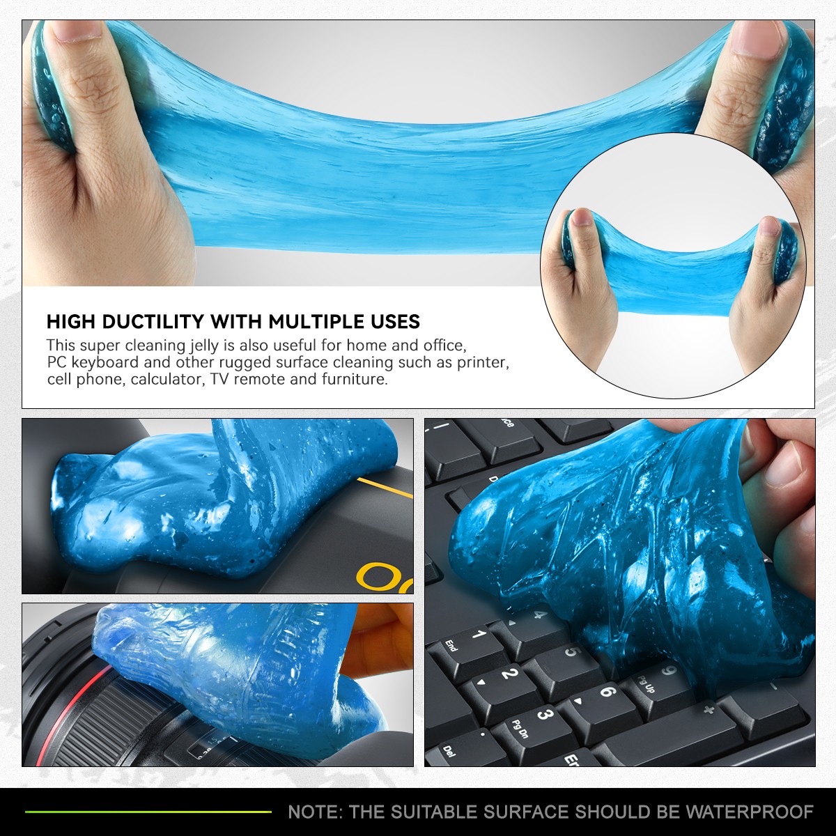 DNA Motoring Universal Car Keyboard Office Dust Sticky Cleaning Gel Jelly Blue gallery