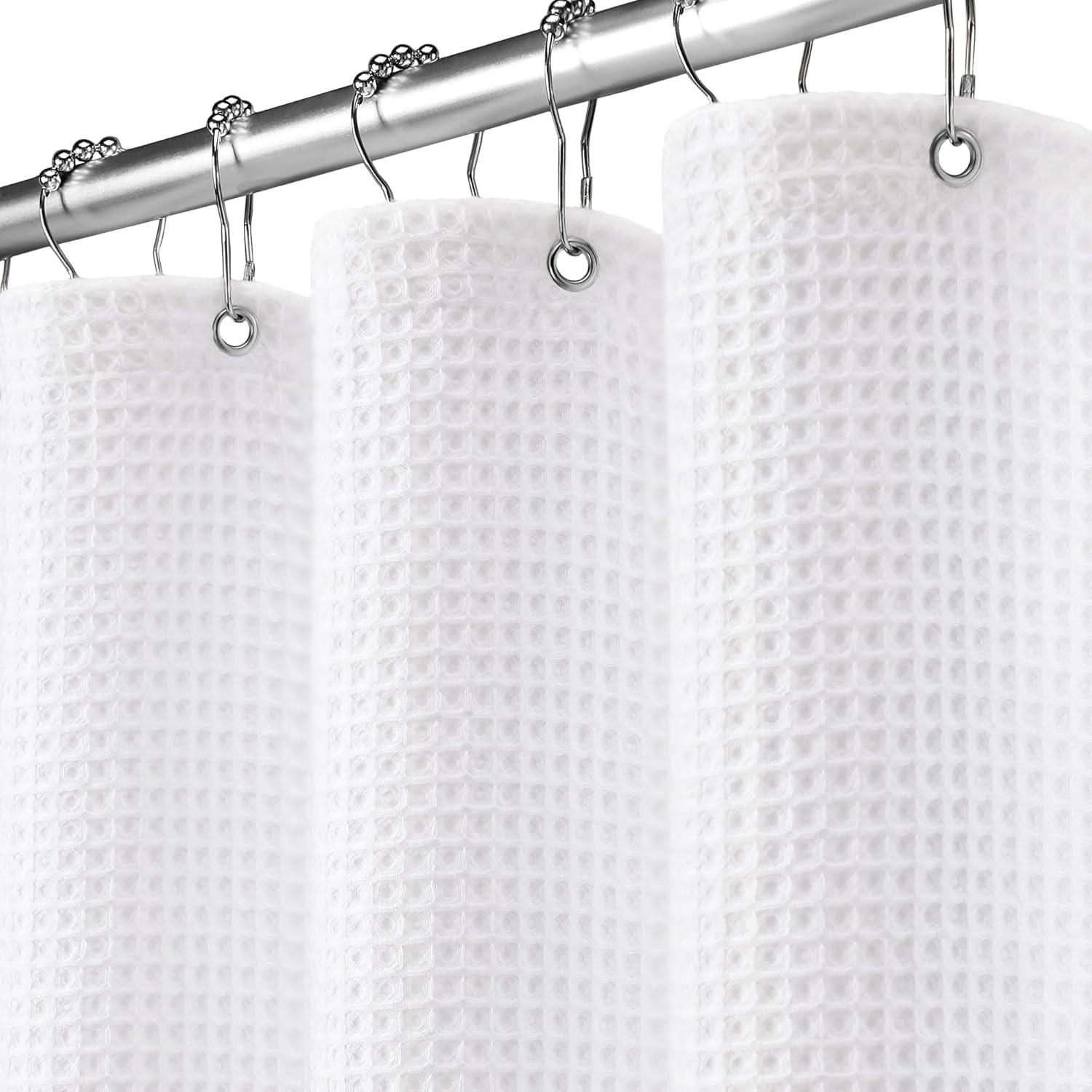 Waffle Weave Shower Curtain - White Cotton Fabric Texture Heavyweight Shower Cur gallery