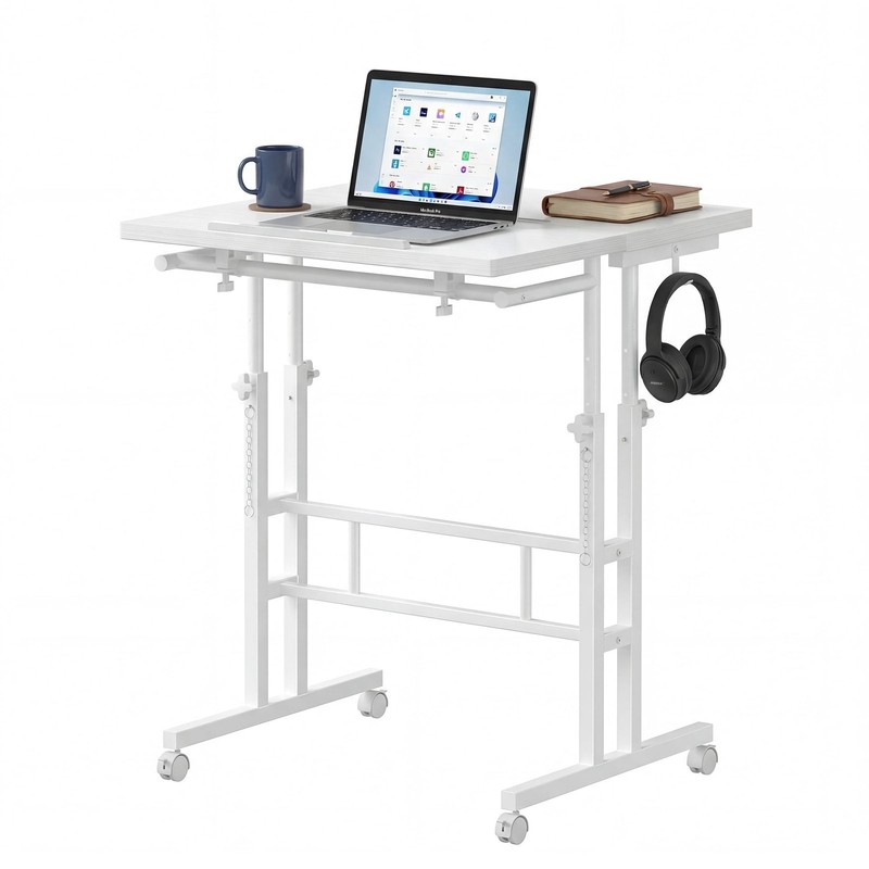 Split Top Rolling Standing Desk 23.6 Inch Mobile Manual Adjustable Height Desk gallery