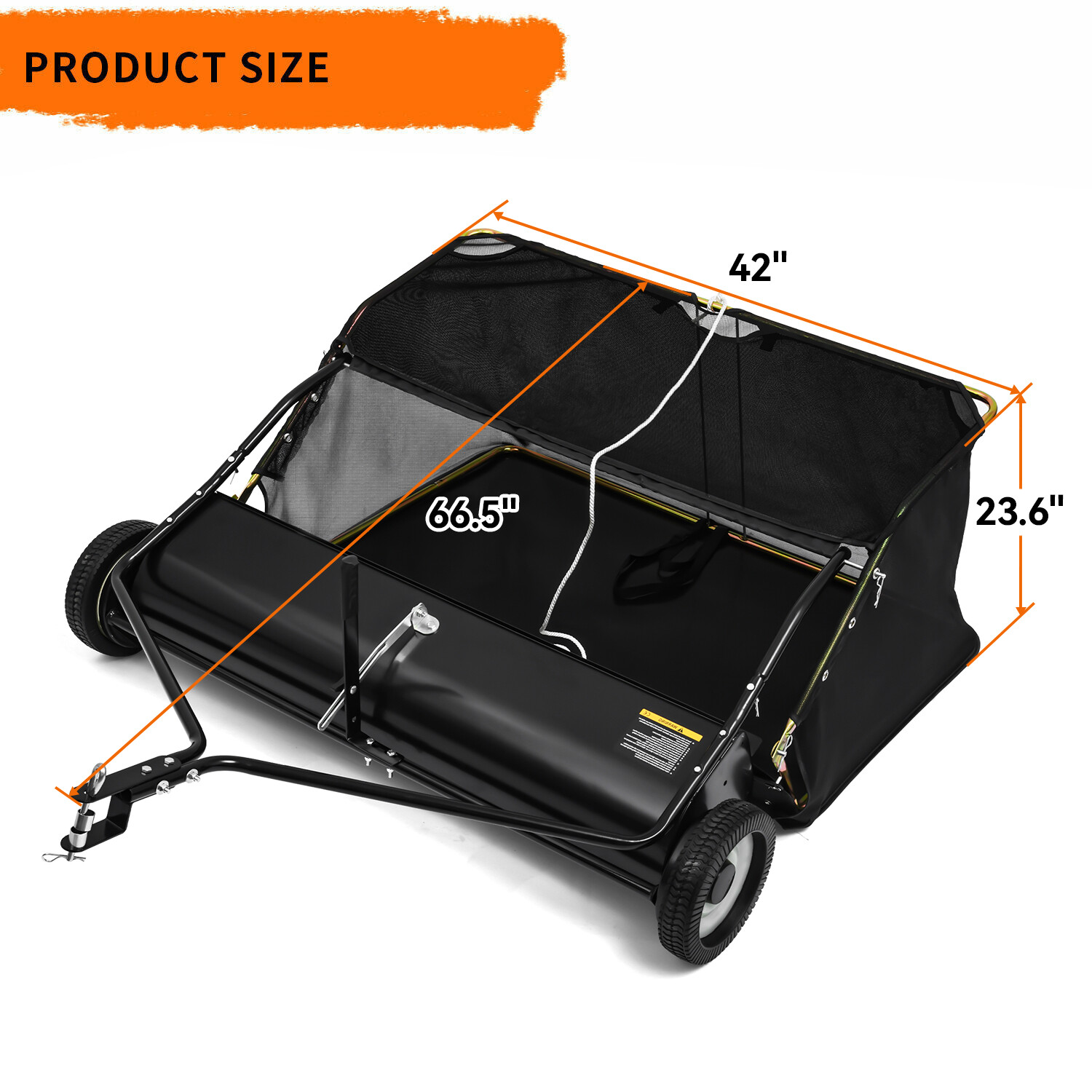 42" Tow Behind Lawn Sweeper Leaf Collector for Grass Lawn 12 Cu FT Capacity 42in gallery
