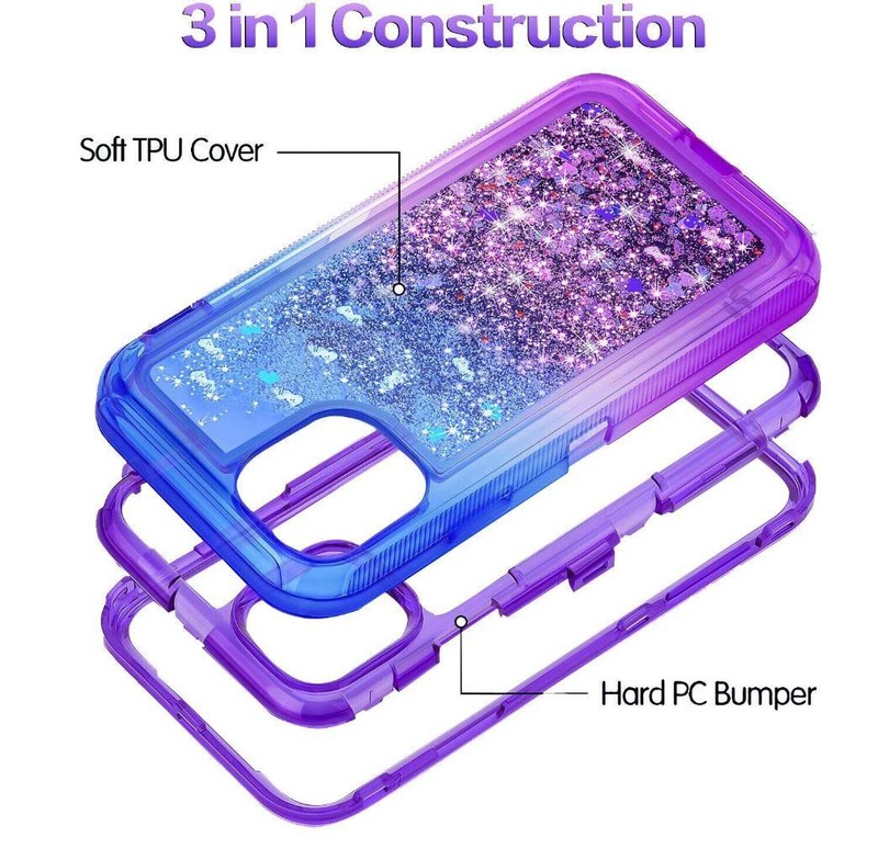 For iPhone 13 Pro Max 13 Mini 13 Shockproof Liquid Glitter Bling Heavy Duty Case gallery