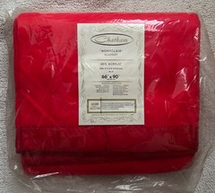 Chatham Montclair Cherry Red Blanket Satin Trim 66×90 Twin/Full USA Seconds