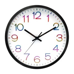 12″ Modern Wall Clock, Multicolor Numbers