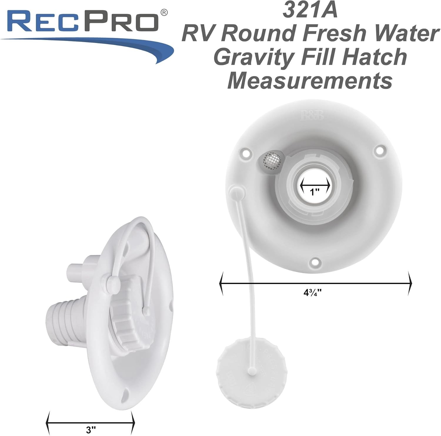 RV Round Fresh Water Gravity Fill Hatch Inlet | Water White No Quick Fill gallery