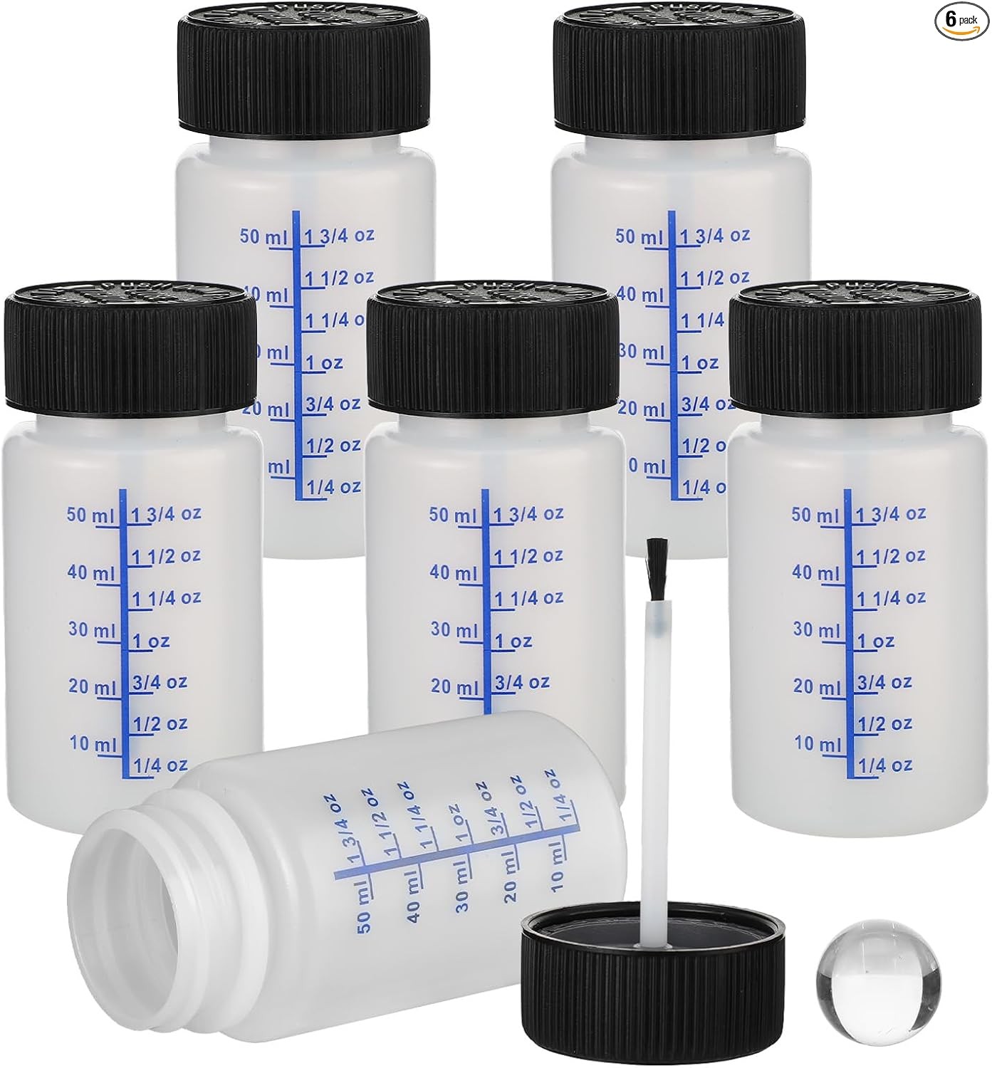 6 Pack 2 Oz Paint Touch Up Bottles with Child-safe Lid and Applicator Brush, Emp gallery