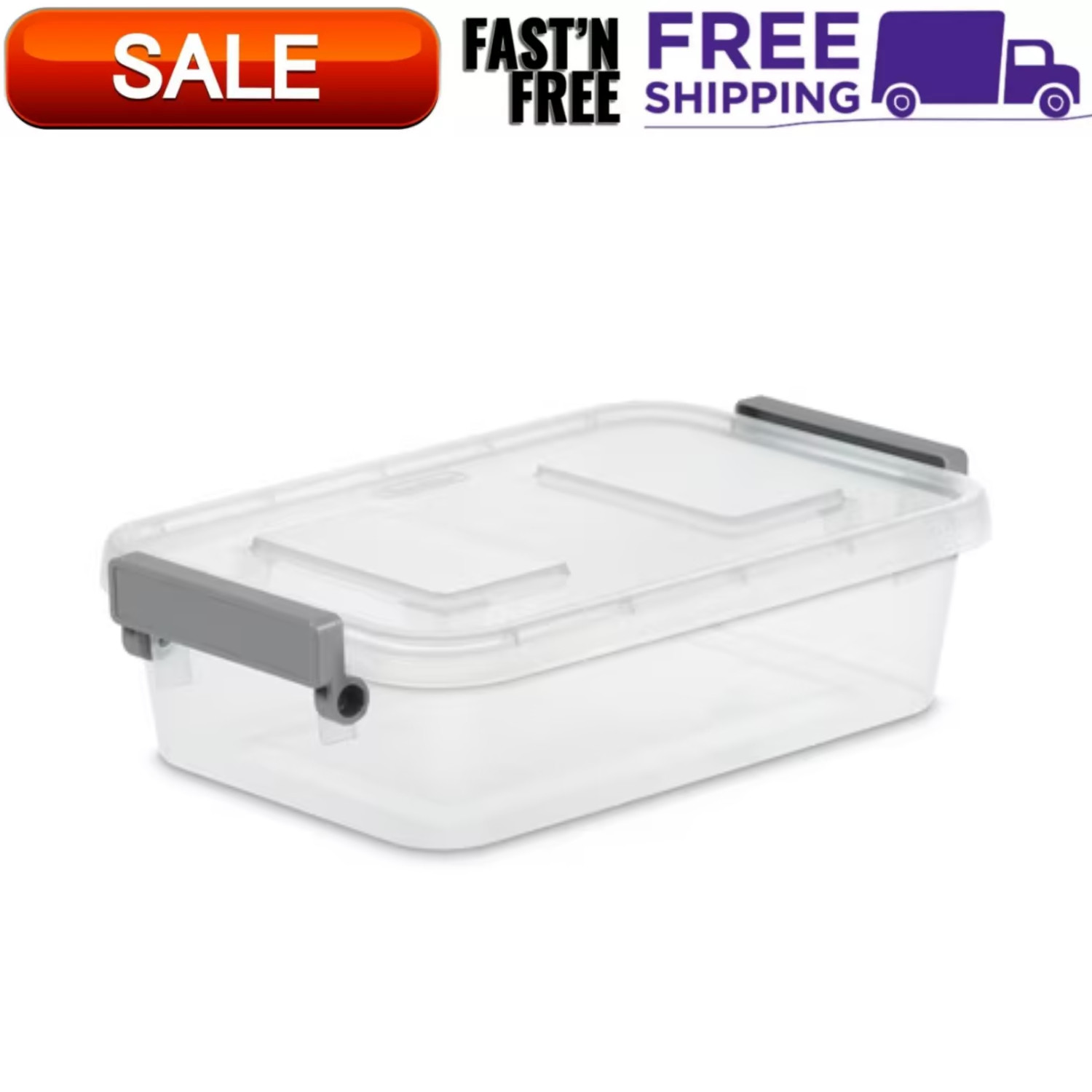 Sterilite 2.7 Qt. Modular Latch Box Plastic with Clear Base and Lid, Titanium gallery