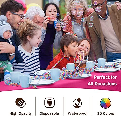 6-Pack Premium Plastic Tablecloth 54in. x 54in. X108in. Rectangle Cerise gallery