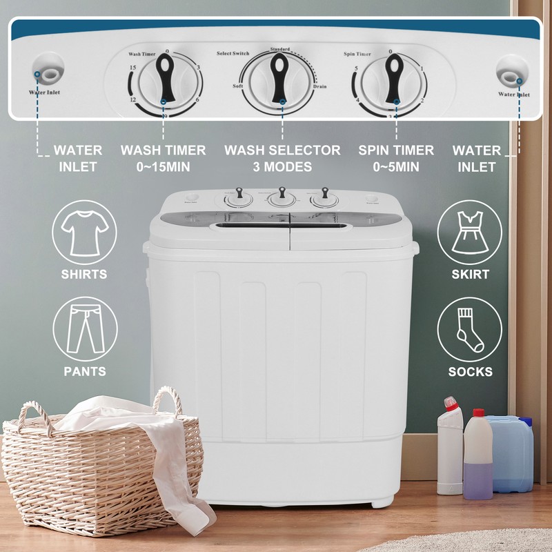 Compact Twin Tub Washing Machine Fast Dryer & Efficient Spin Washer Top Load gallery