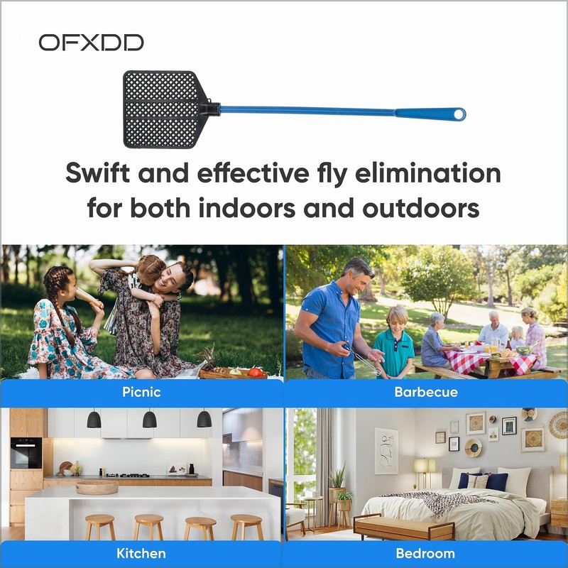 Rubber Fly Swatter, Long Fly Swatter Pack, Fly Swatter Heavy Duty (3 Pack) (B... gallery