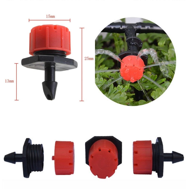 100 Pcs 1/4 Inch Adjustable Micro Drip Irrigation Emitters Garden Set gallery
