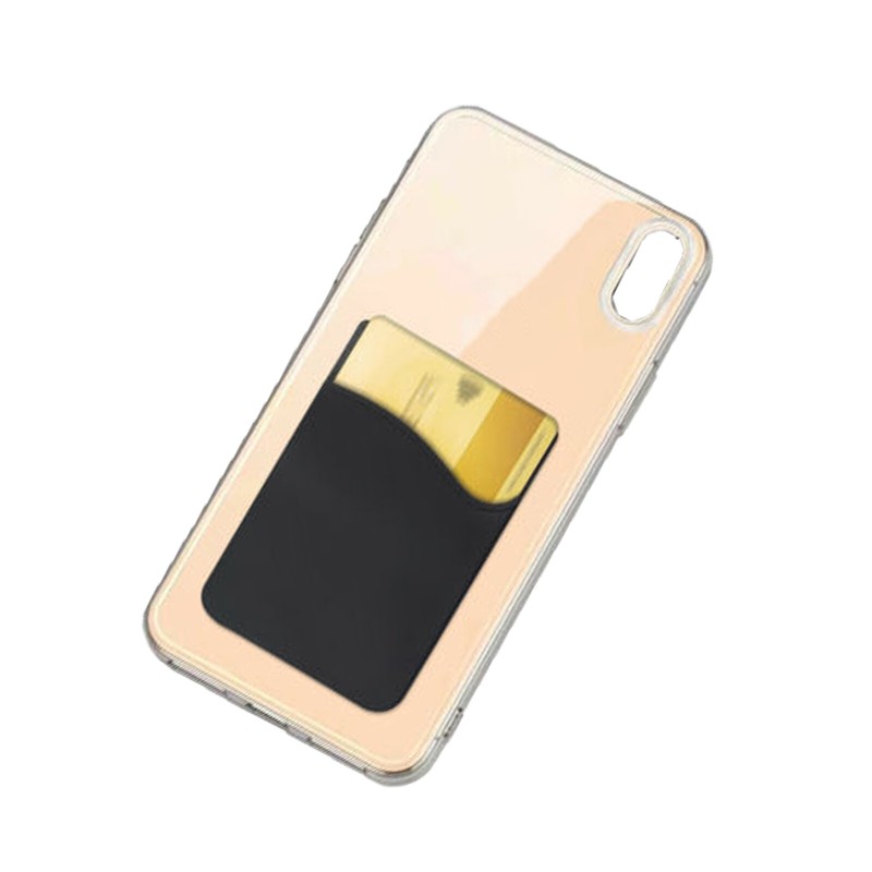 5PCS Silicone Credit Card Holder Cell Phone Wallet Pocket Sticker Adhesive Black gallery