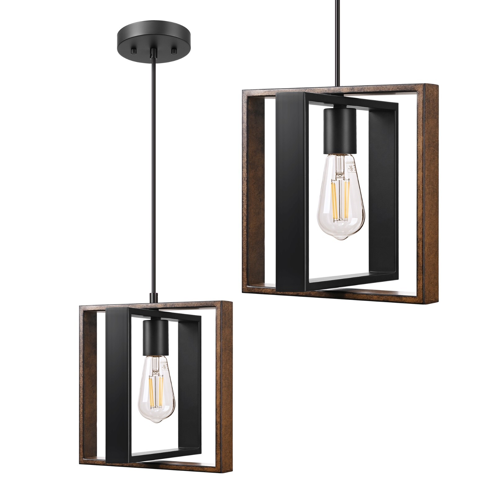 EDISHINE Farmhouse Pendant Light Fixture,Rustic Hanging Light Fixture Adjustable gallery