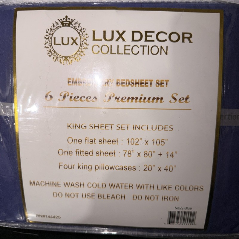 Lux Decor Collection Microfiber 6 PcsBed Sheet Set - Navy Blue gallery