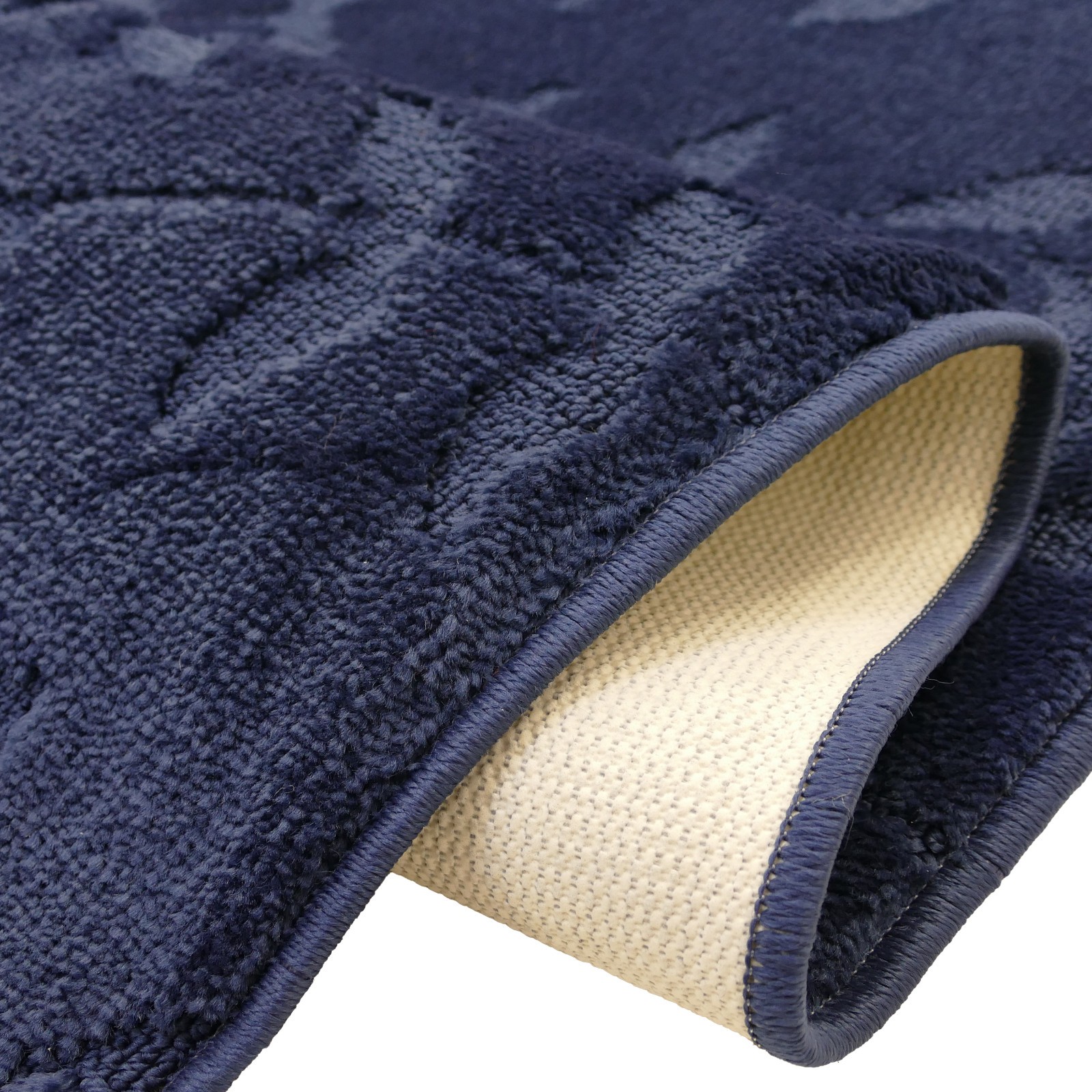 Custom Size Navy Leaves Floral Design Washable Runner Rugs 26" Wide by Feet Size gallery