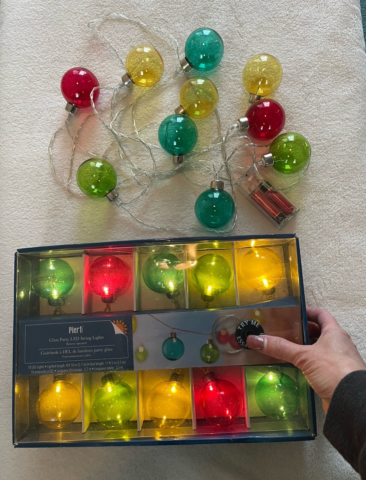 Pier 1 Glass Globe LED String Lights, Battery Powered, Multicolor, 11ft 6in gallery