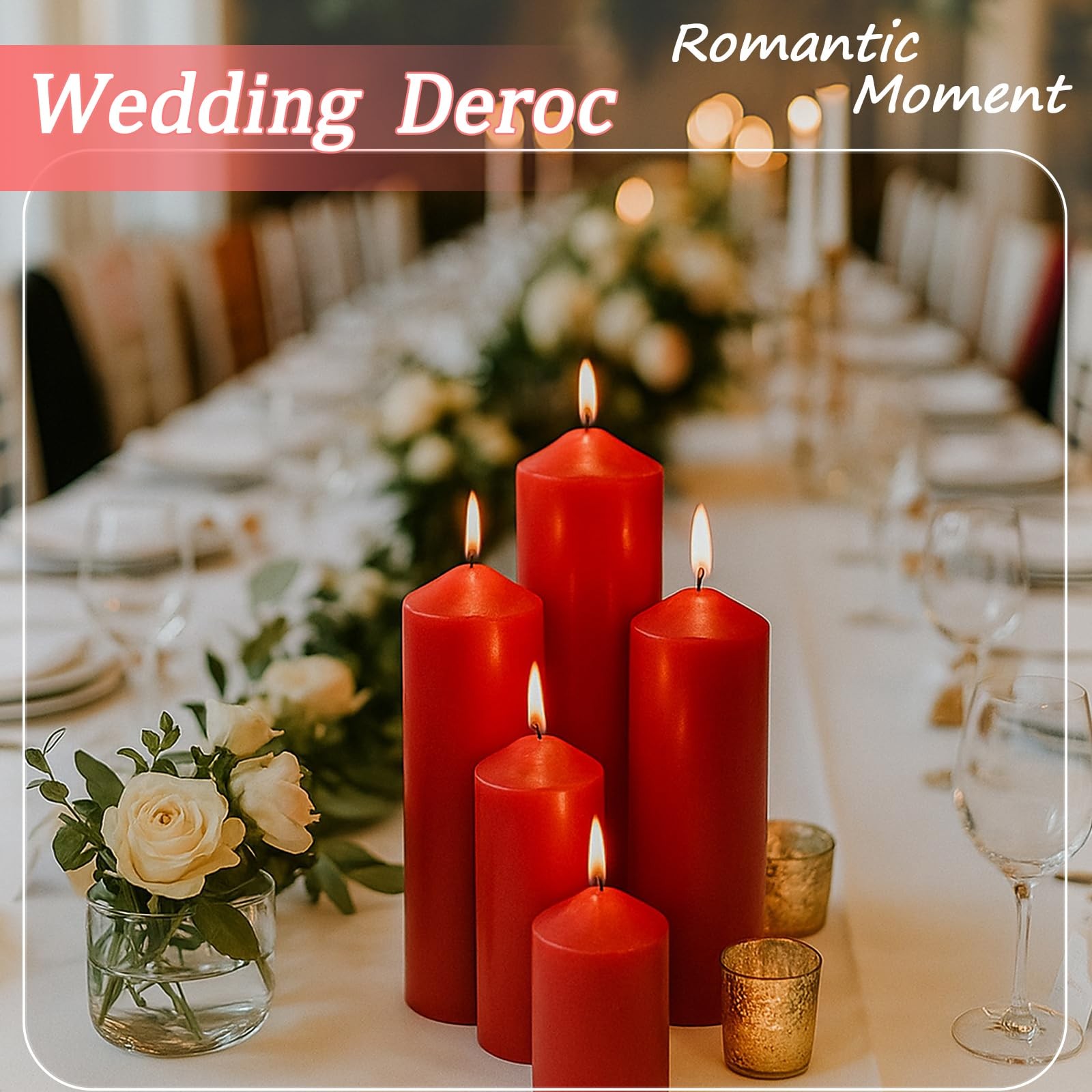 36 Pcs Red Pillar Candles Bulk Set，Hurricane Candles，3 Different Lengths (12 ... gallery