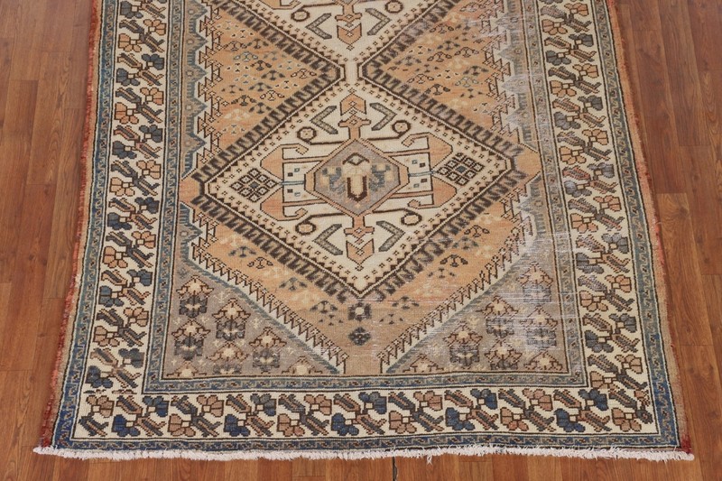 Vintage Light Rust/ Ivory Geometric Bakhtiari Area Rug 5'x10' Wool Handmade Rug gallery
