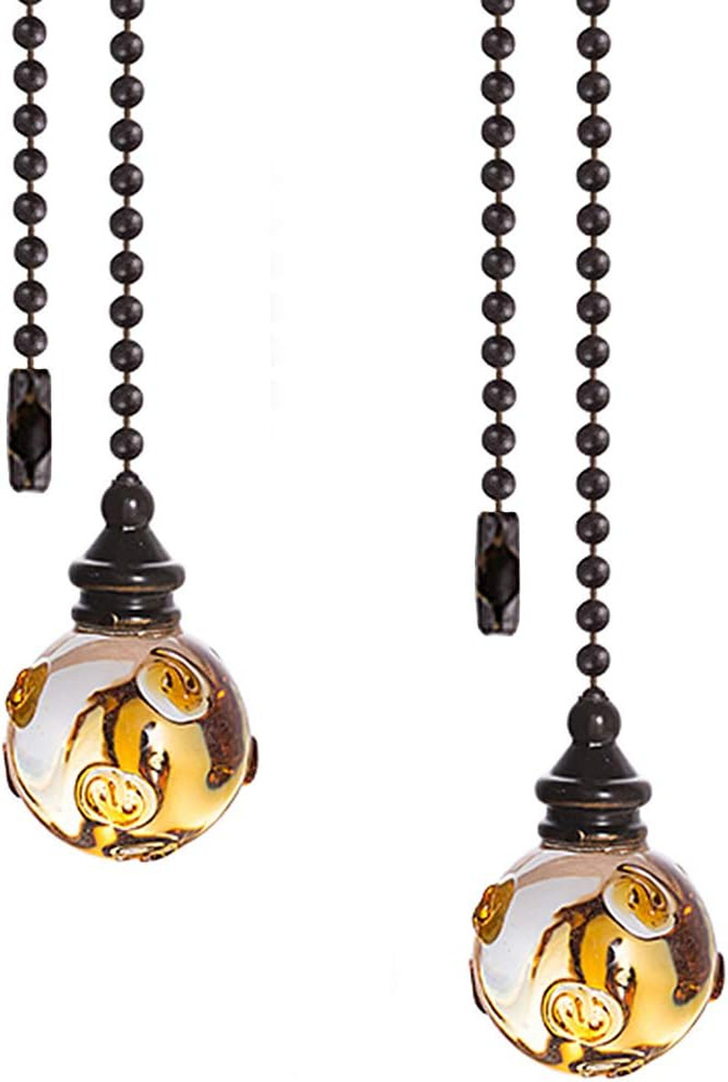 Crystal Ceiling Fan Pull Chains Hanging Amber Point Pendants Prism Pack of 2 gallery