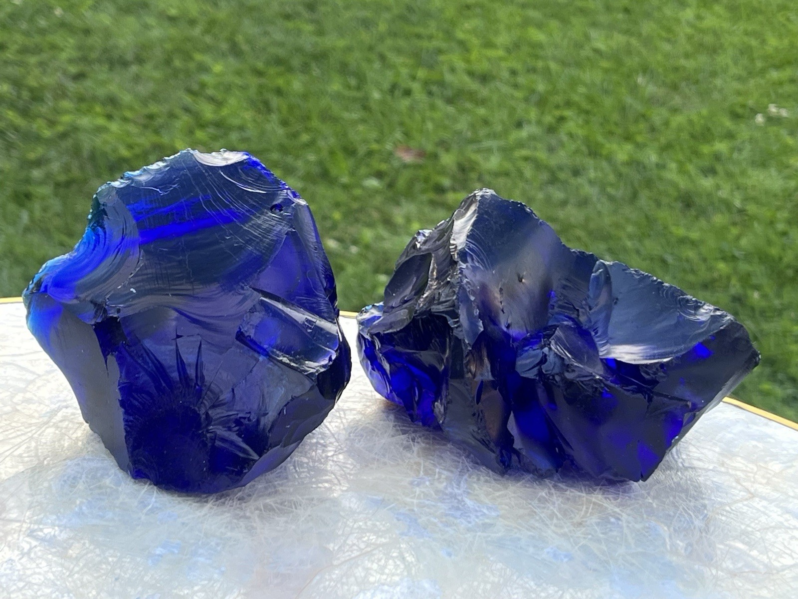 2 Royal Blue Chunks Slag Glass Cullet Sorcerer Stone Rock 2 lbs 8 oz gallery