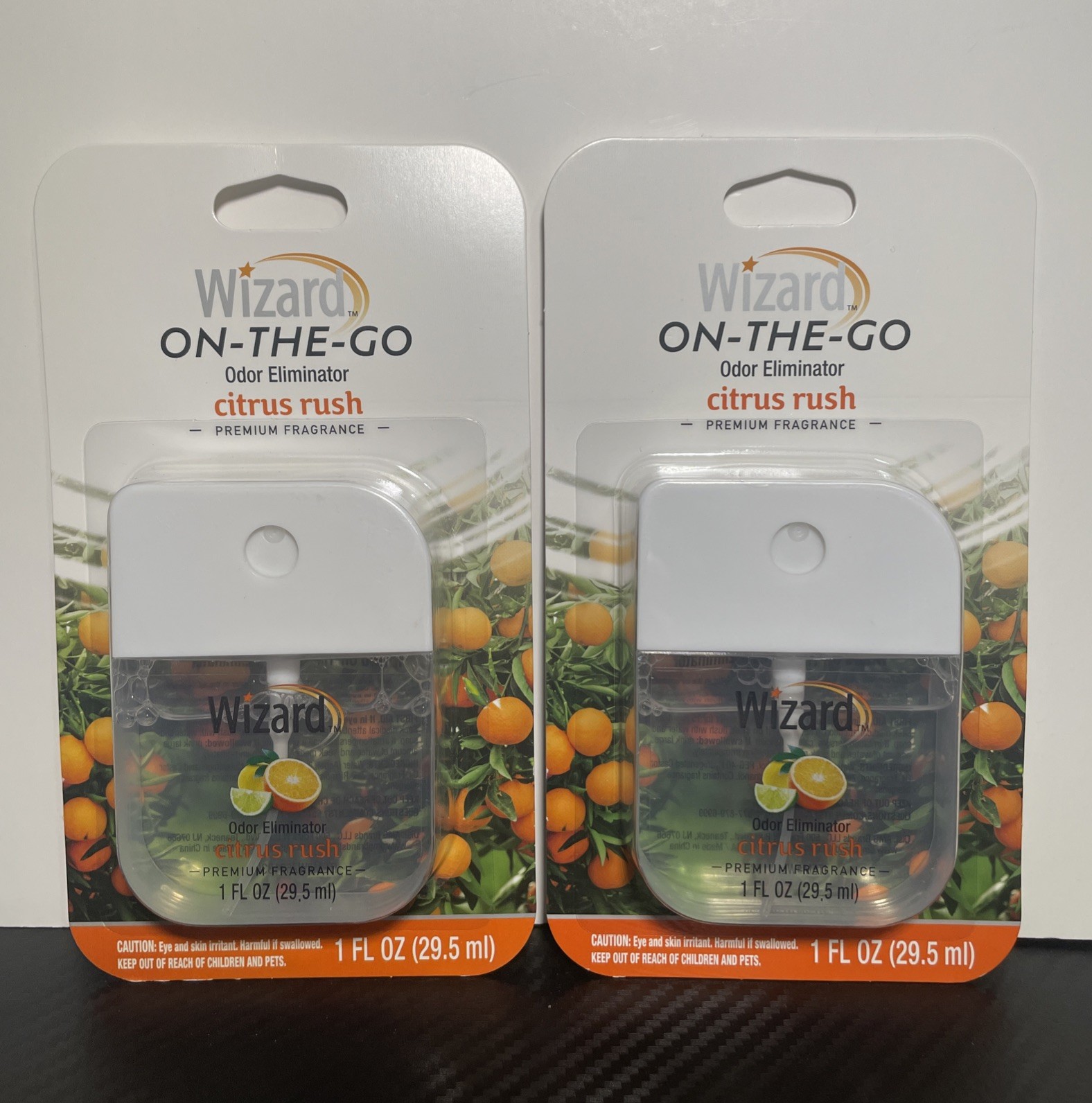 Wizard On The Go Citrus Rush One Spray Odor Eliminator 1 Fl oz Lot Of 2 New gallery
