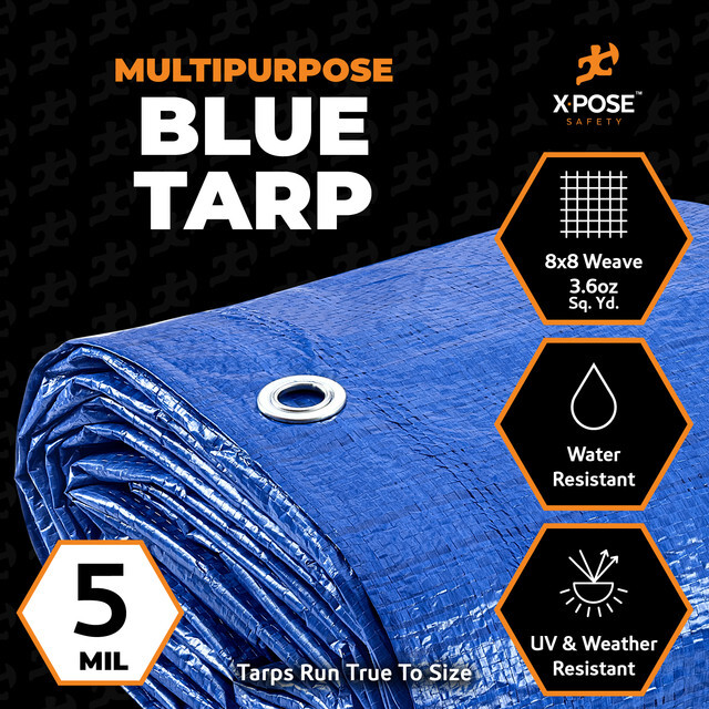 50' X 100' Multi Purpose Blue Poly Tarp Cover Tent Shelter RV Camping Tarpaulin gallery