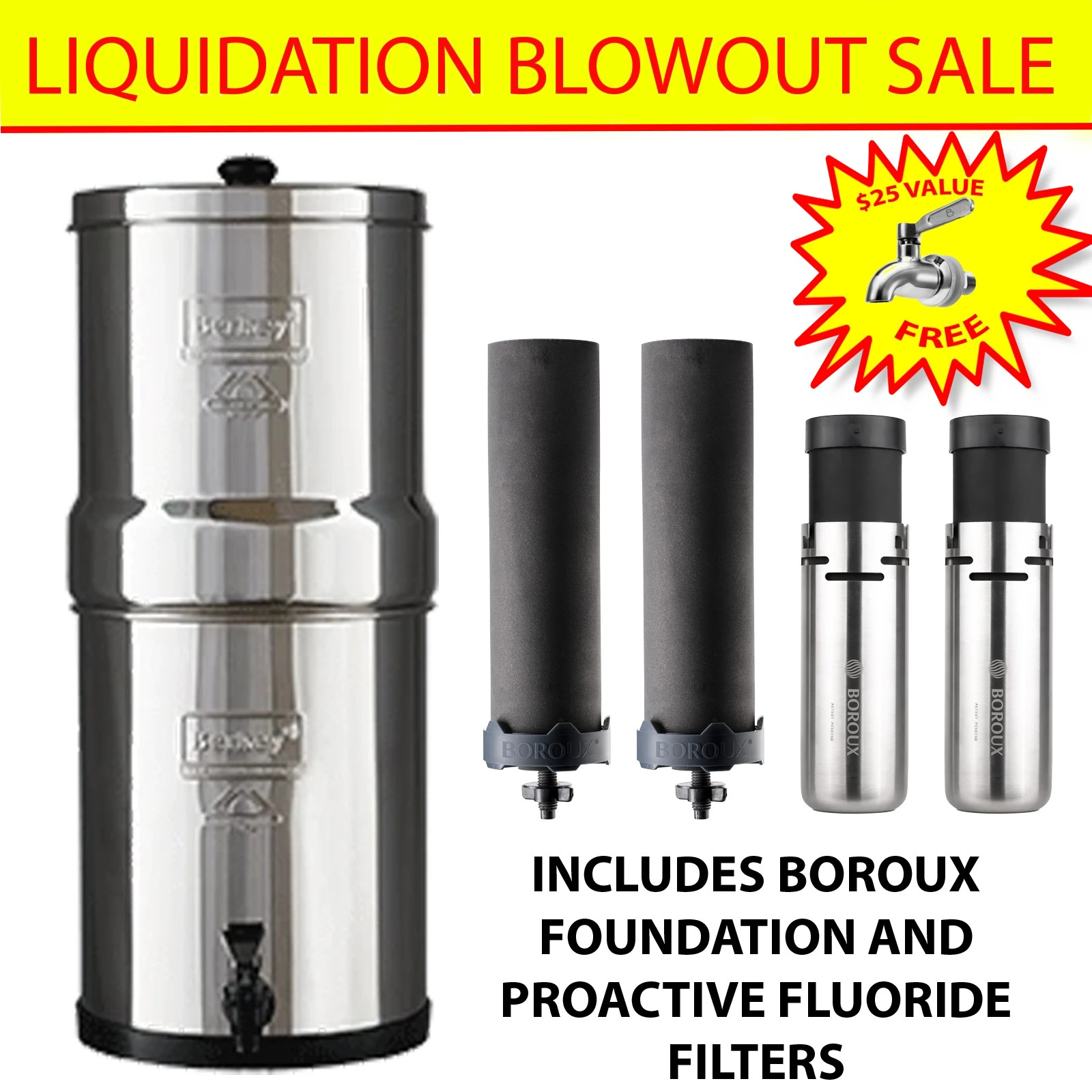 Berkey Water Filter System with Boroux Foundation Black and Fluoride Filters gallery